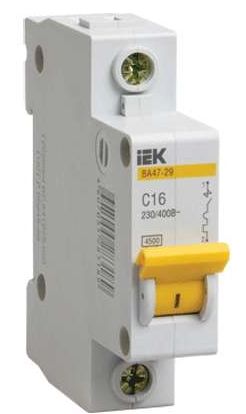 Выключатель автоматический модульный 1п C 16А 4.5кА ВА47-29 IEK MVA20-1-016-C