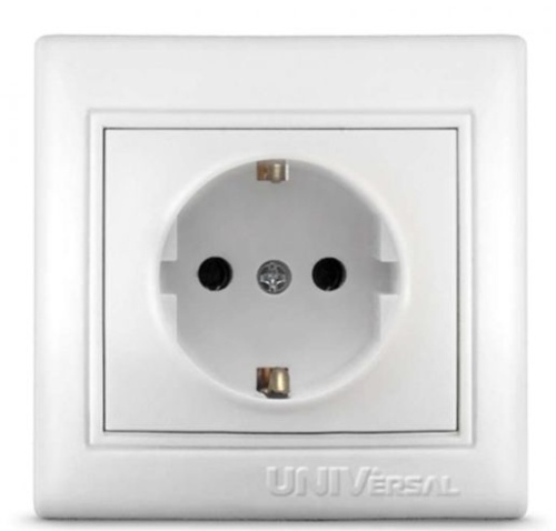 Розетка 1-м СП Севиль 16А IP20 с заземл. бел. без защ шторок UNIVersal С0028