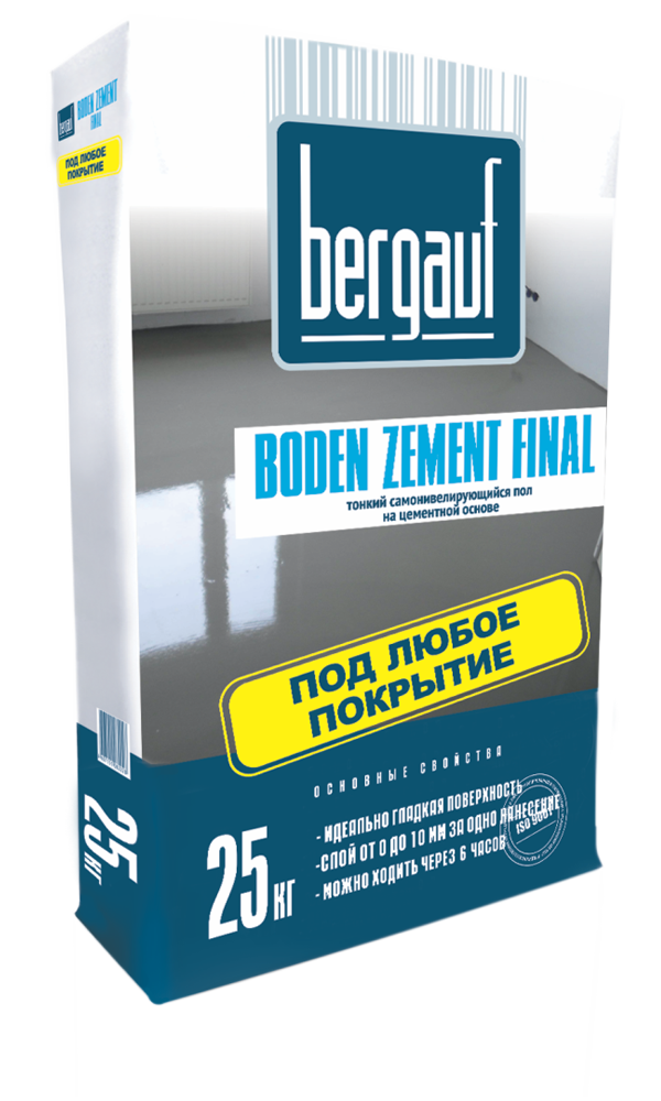 Пол финишный BERGAUF Boden Zement Final 1-10 мм (25 кг) /56