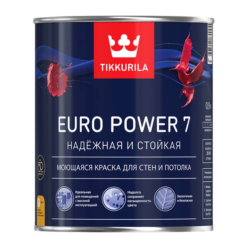 Краска моющаяся акриловая TIKKURILA EURO POWER 7 С (0,9 л)