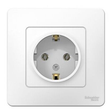Розетка 1-м СП Blanca 16А IP20 250В с заземл. без защ. шторок бел. SchE