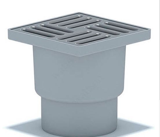 Трап горизонтальный нерег. с выпуском D110 с решеткой 15х15см