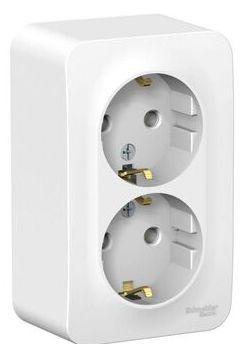 Розетка 2-м ОП Blanca 16А IP20 250В с заземл. без защ. шторок с изолир. пластиной бел. SchE