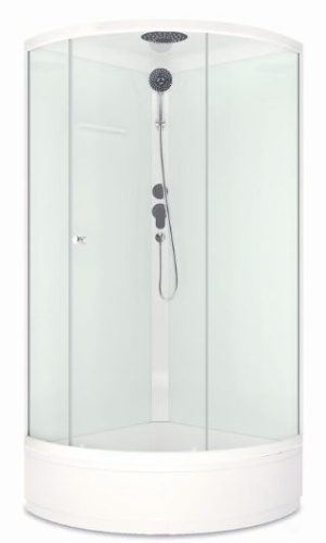 Душевая кабина Domani-Spa Simple V1.2 99 mid 900х900х2180, бел. стенки, мат. стекла ,средний поддон