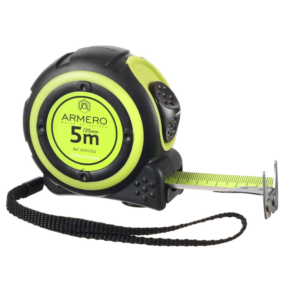 Рулетка 5 м х 25 мм 2 фиксатора магнит ARMERO