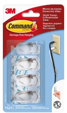 Удаляемый держатель д/проводов средний 1уп=4шт (прозрачный) COMMAND