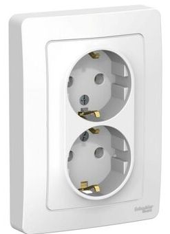 Розетка 2-м СП Blanca 16А IP20 250В с заземл. без защ. шторок бел. SchE