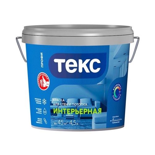 Краска интерьерная акриловая Текс Профи супербелая (6,8 кг)