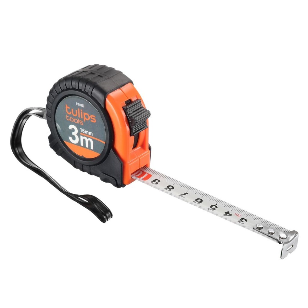 Рулетка 3 м х 16 мм 1 фиксатор полотна защитный термопластиковый чехол TULIPS