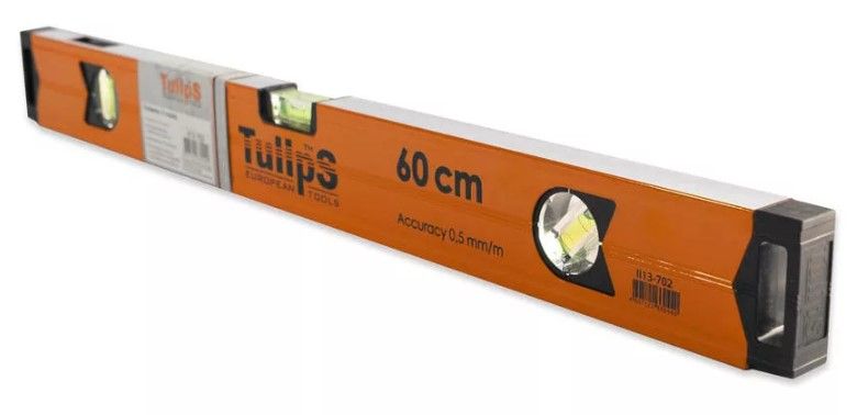 Уровень 400 мм 3 глазка алюминиевый профиль прямоугольного сечения магнитная поверхность TULIPS