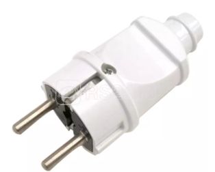 Вилка прямая 16А с заземлением 4140 белая ASD IN HOME 4690612000565