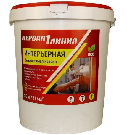 Краска интерьерная акриловая Первая линия PRO ДЛЯ КРАСКОПУЛЬТА (30 кг) /16
