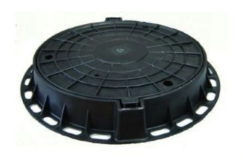 Люк канализационный (полимер) черный ЛМ 1,5тн, с осн. в сборе
