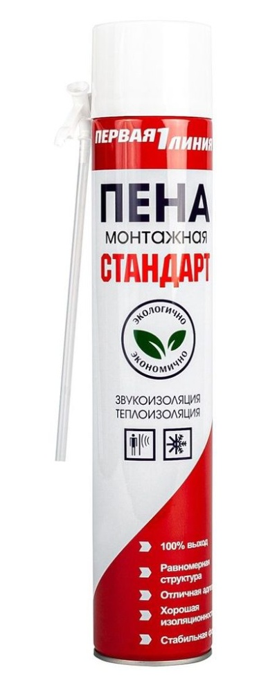 Пена монтажная бытовая Первая линия Стандарт всесезонная (0,700кг) /12 /672