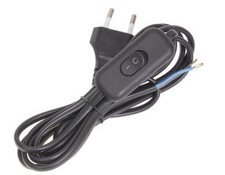 Шнур для бра с опрес. вилкой и выключателем 2х0,75 черный УШ-1КВ 2м IEK WUP20-02-K02