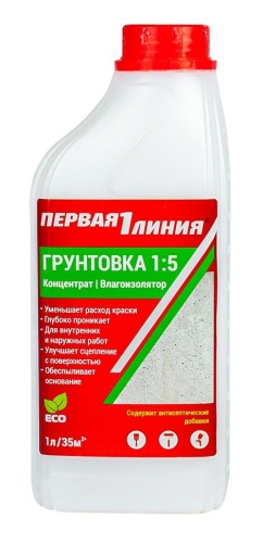 Грунт - концентрат 1:5 универсальный акриловый Первая линия влагоизолятор (1 л)/12/360