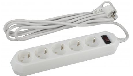 Сетевой фильтр 5 розеток 1,5м 10А 3 х 0,75 мм с/з черный ЭРА