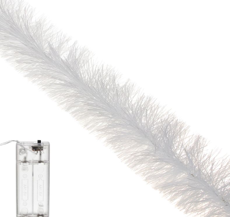 Гирлянда Нитка росы 7 х 220 см с белой мишурой постоянное свечечние СНОУ БУМ