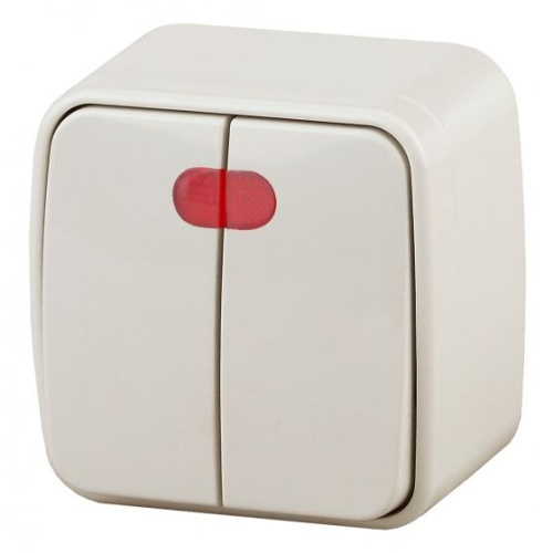 Выключатель 2-кл. с подсветкой 10А-250В IP20 ОУ Polo слоновая кость 3-105-02