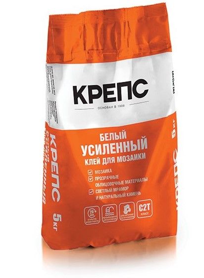 Клей для плитки КРЕПС Белый Усиленный С2Т (5 кг) /200