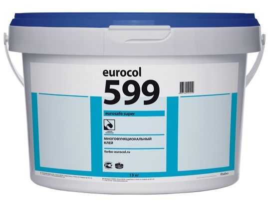 Клей для ПВХ покрытий Eurosafe Super 599 водно-дисперсионный клей (20 кг) 280 - 310 г/м²