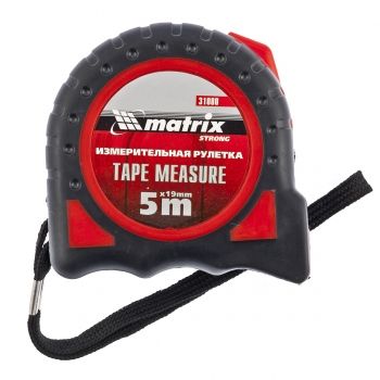 Рулетка 5 м х 19 мм Strong обрезиненный корпус МАTRIX