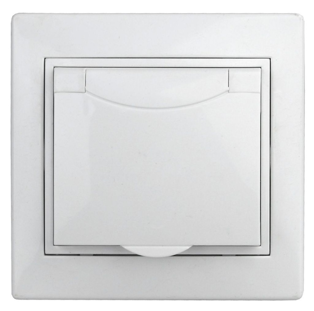 Розетка 2P+E Schuko с крышкой, 16А-250В, IP20, СУ, Plano, белый, 1-203-01