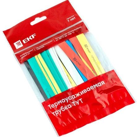 Набор трубок термоусадочных ТУТ нг тонкостен. 16/8 (7 цветов по 3шт 100мм) EKF tut-n-16