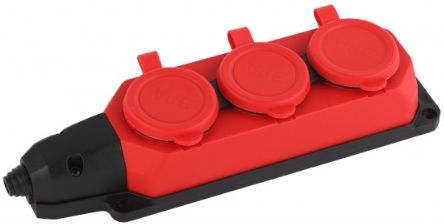Колодка удлинителя каучук 3-м 16А IP44 K-3e-RED-IP44 красная с/з Б0044552 Эра