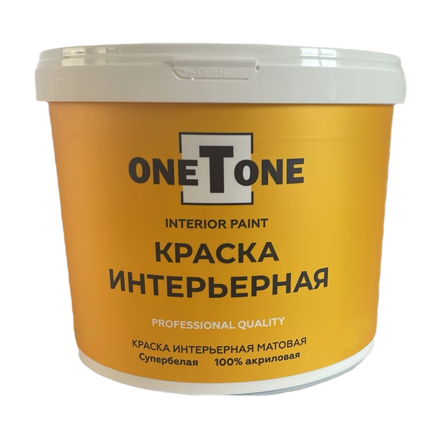 Краска интерьерная акриловая oneTone белоснежная (7 кг) /90