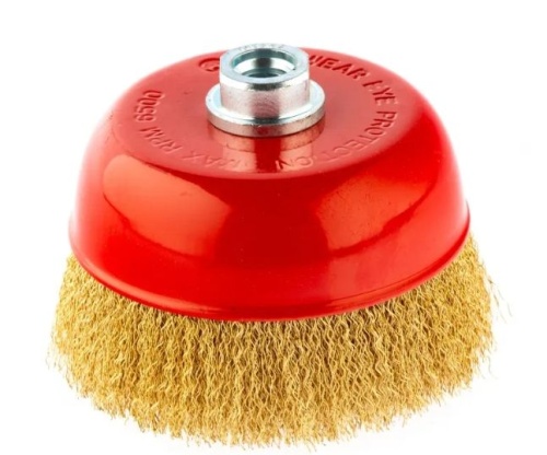 Щетка для УШМ, 125 мм, М14, "чашка", латунированная витая проволока Matrix