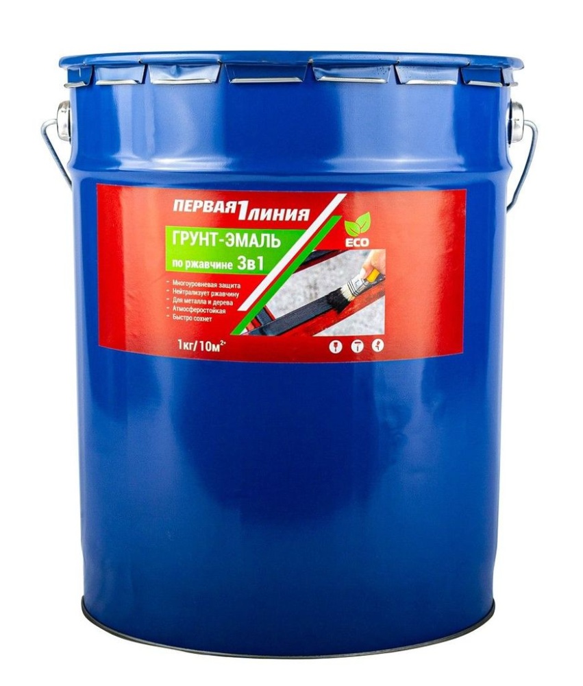 Грунт эмаль по ржавчине 3 в 1 ПЕРВАЯ ЛИНИЯ Серый (22 кг) /22