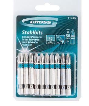Биты PH 2х50 мм сталь S2 GROSS 10шт