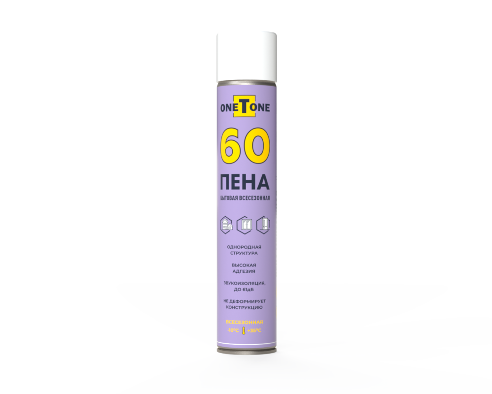 Пена монтажная бытовая oneTone 60 1000мл всесезонная (-10℃ +35℃) /12