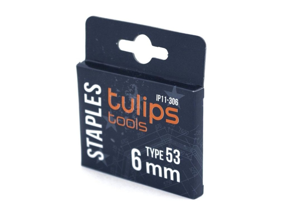 Скобы 6 мм для мебельного степлера, тип 53, 1000 шт, TULIPS