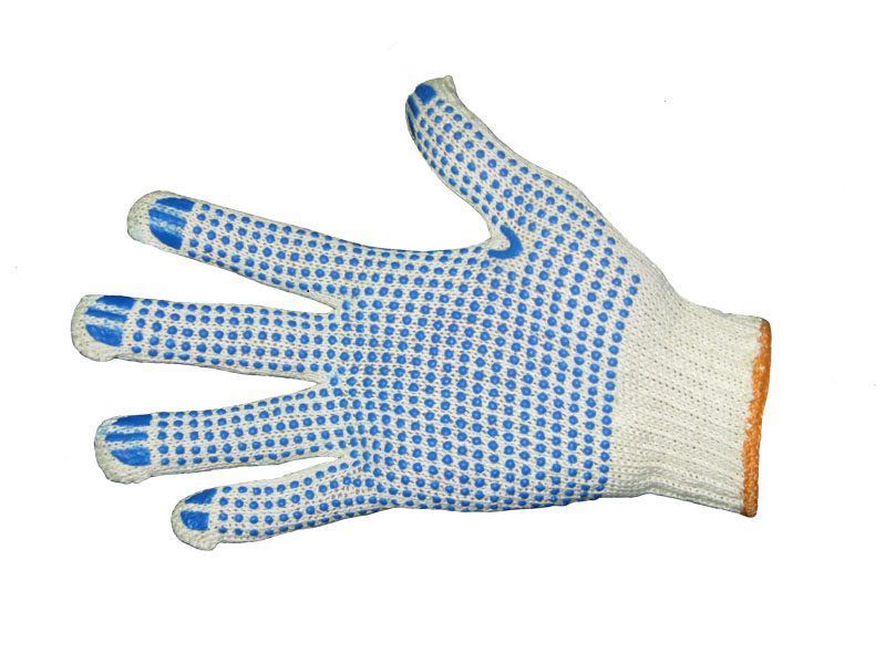 Перчатки хлопчатобумажные с ПВХ 5 нитей(300) БЕЛЫЕ