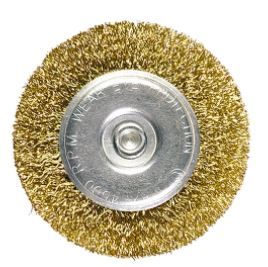 Щетка для УШМ, 125 мм, посадка 22,2 мм, плоская, латунированная витая проволока // MATRIX