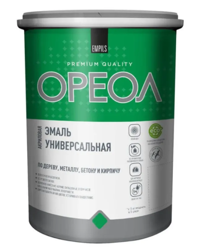Эмаль акриловая универсальная Ореол Серая (1,0 кг)/6 Эмаль акриловая универсальная Ореол Серая (1,0 кг)/6
