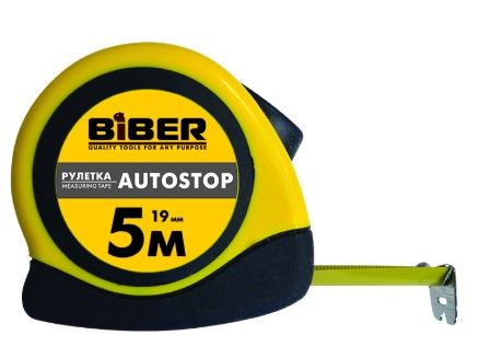 Рулетка 5 м х 19мм AUTOSTOP обрезиненный корпус (10/100) 40072 БИБЕР