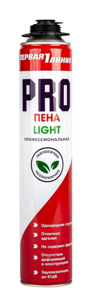 Пена монтажная профессиональная Первая линия PRO LIGHT всесезонная (-10℃ +35℃) /12