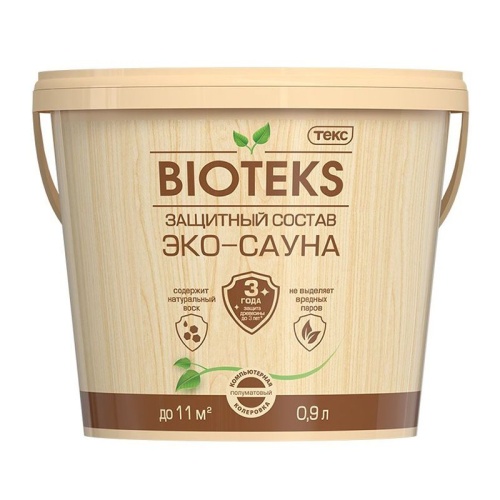 Лак акриловый Эко-Сауна Текс Биотекс Профи полуматовый (0,9 л)