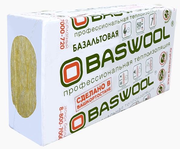 Утеплитель BASWOOL Фасад 100х600х1200 (уп.3шт 2,16м2 0,216м3) пл.100