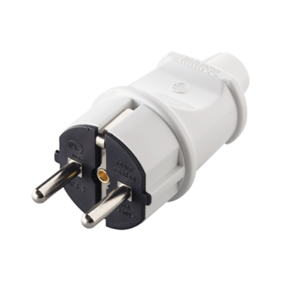 Вилка прямая 16А с заземлением 220В белая Makel 10002