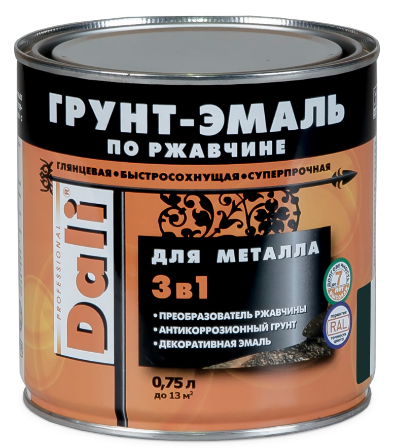 Грунт эмаль по ржавчине 3 в 1 Рогнеда Dali Серый (0,75 л) /6 RAL 7004