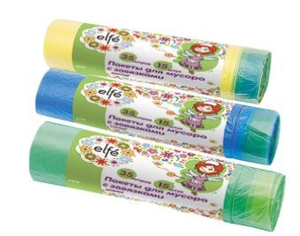 Пакеты для мусора 35л 15шт с завязками синие