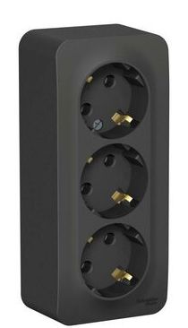 Розетка 3-м ОП Blanca 16А IP20 250В с заземл. без защ. шторок с изолир. пластиной антрацит SchE